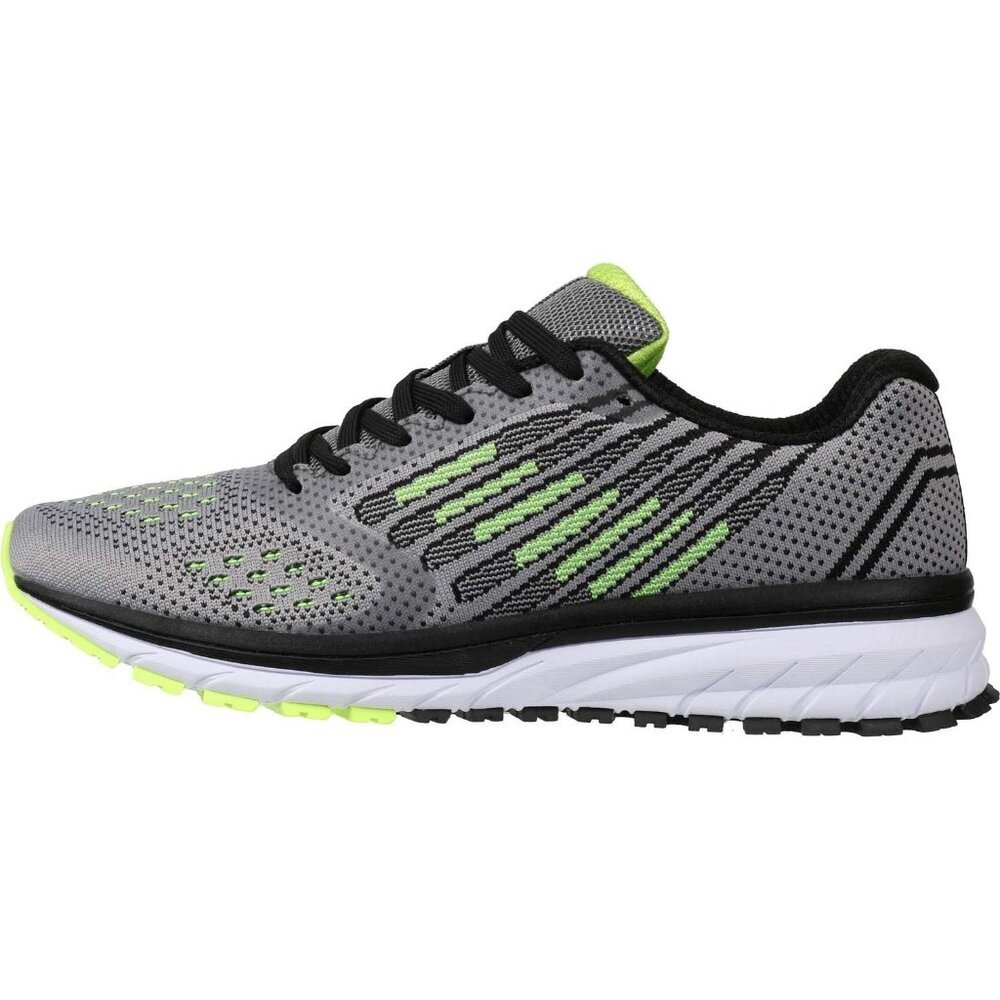 Men's Grey Green Supportive Running Shoes Cushioned Athletic Lace Up Sneakers - Picture 2 of 6